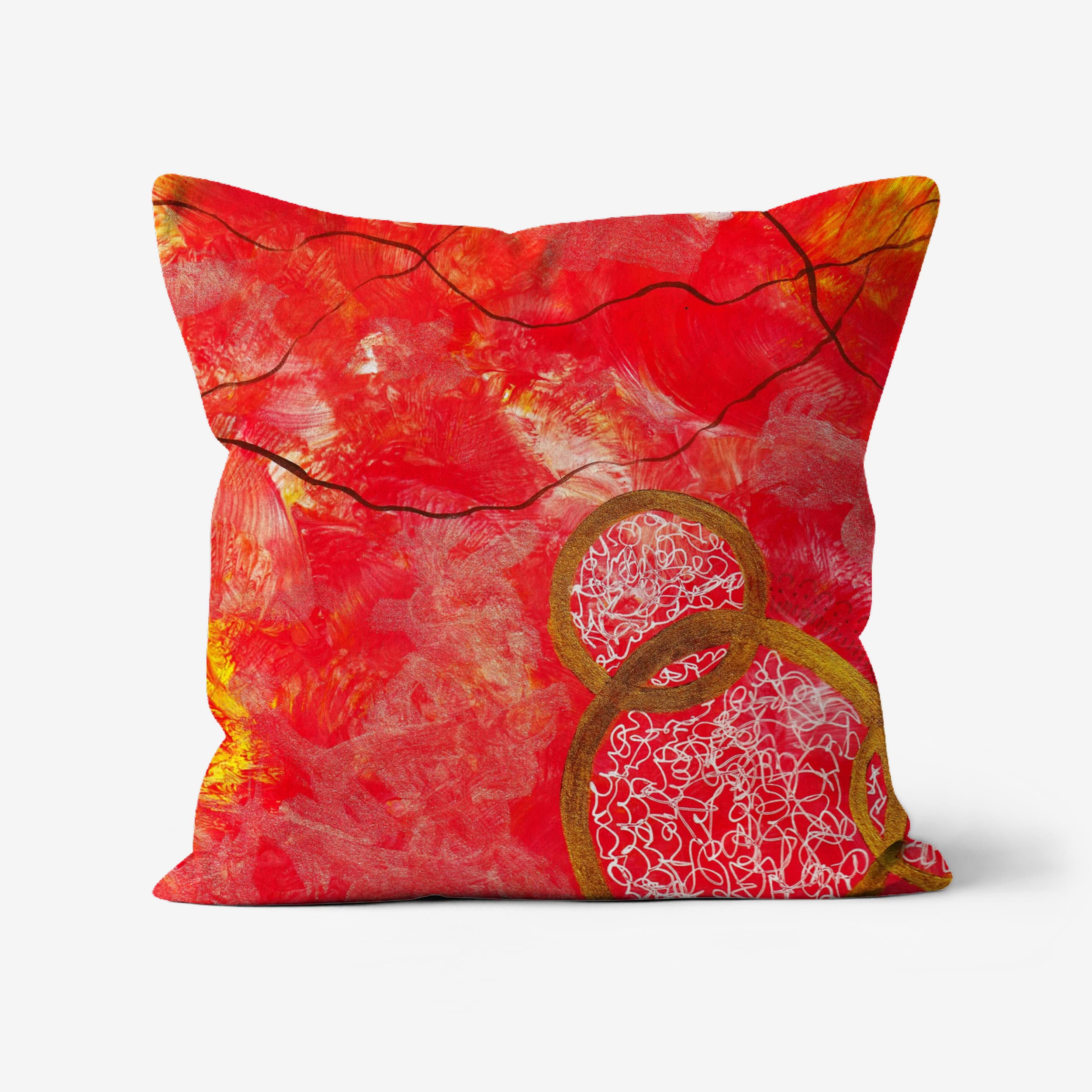 Fiery Passion - faux suede double sided art cushion (46cm)