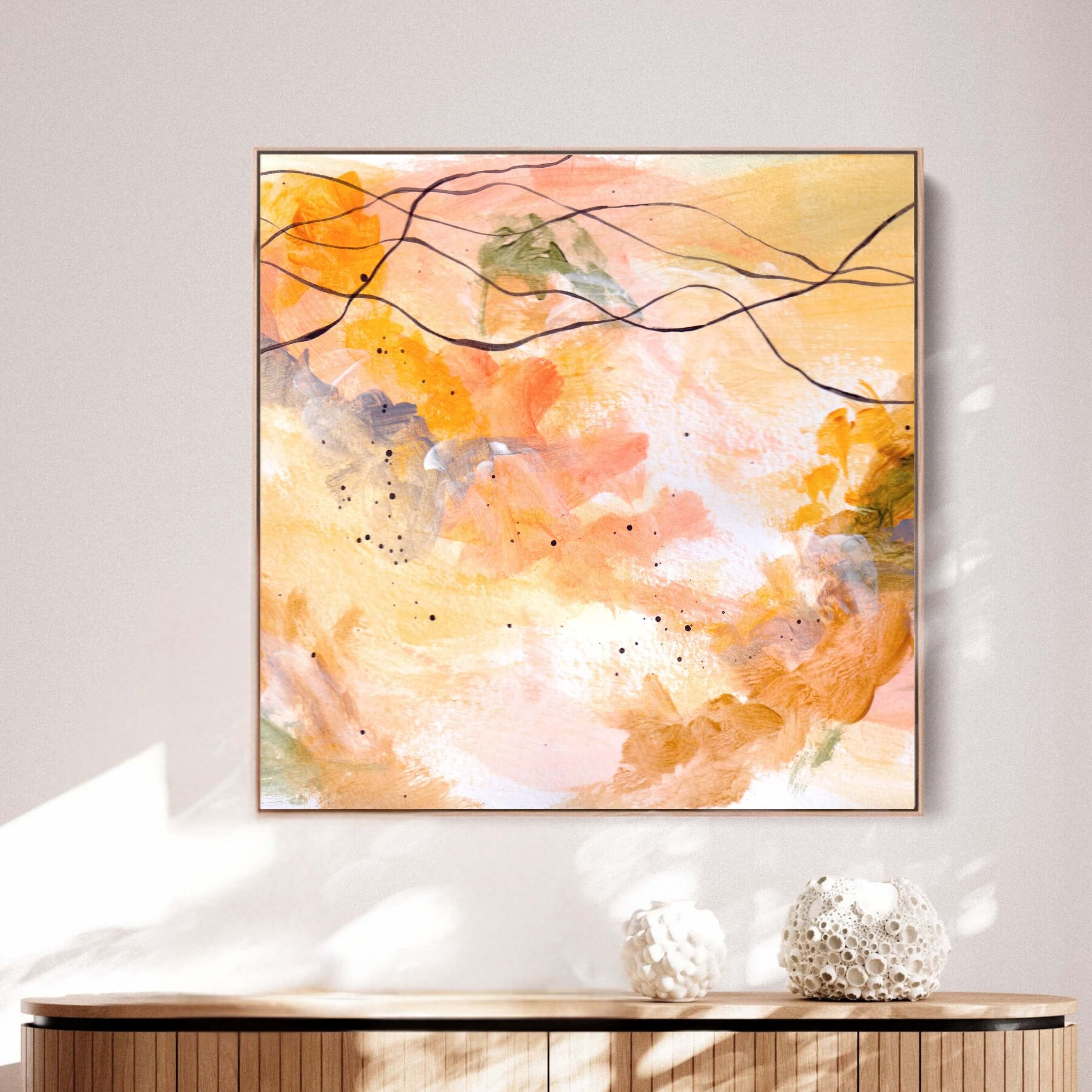 Vibrant Energy in Warmth - Square Canvas Print